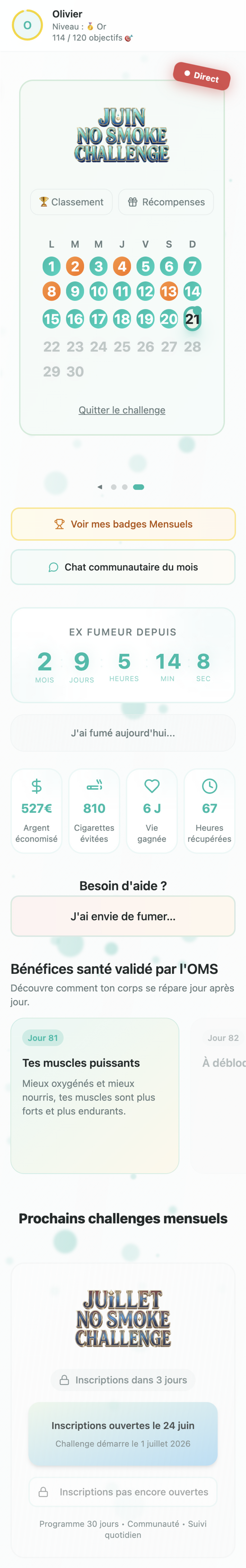 Contenu de l'app